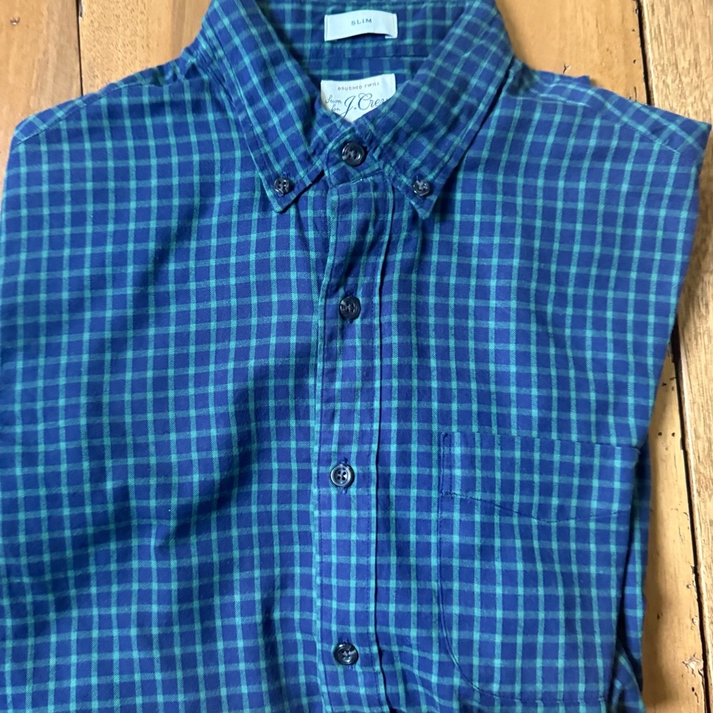 J. Crew Blue Casual Button Down Shirt Classic Plaid